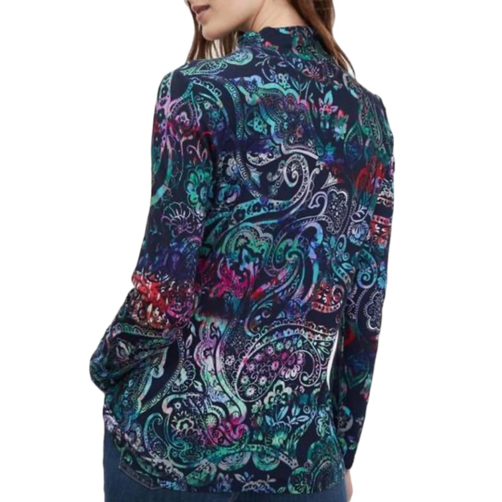 FDJ FRENCH DRESSING JEANS: Mock Neck Long Sleeve Top In Delft Prismatic Size XXL - Picture 4 of 10